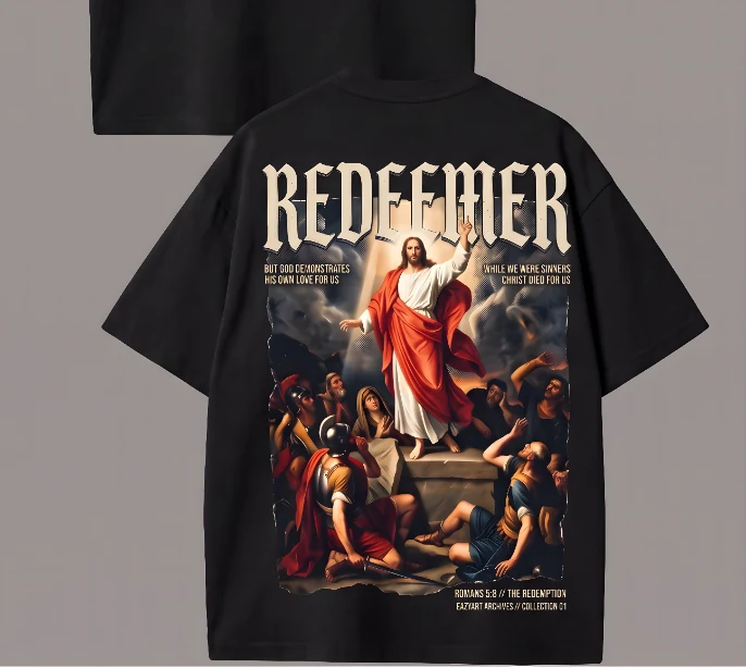 Redeemer Sacred Boxy Tee - Costas com Estampa